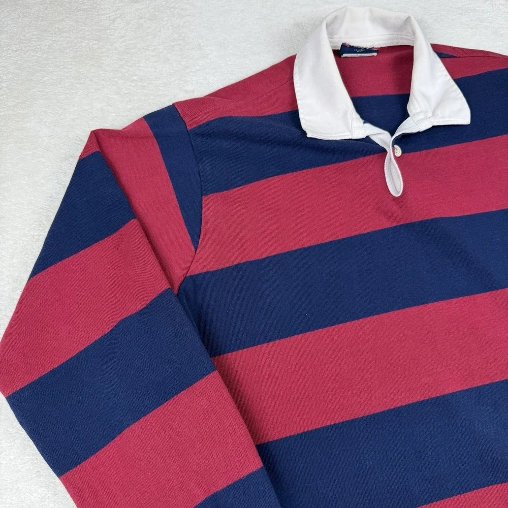 Vintage Canterbury Of New Zealand Rugby Jersey Red Navy Striped Long Sleeve-READ